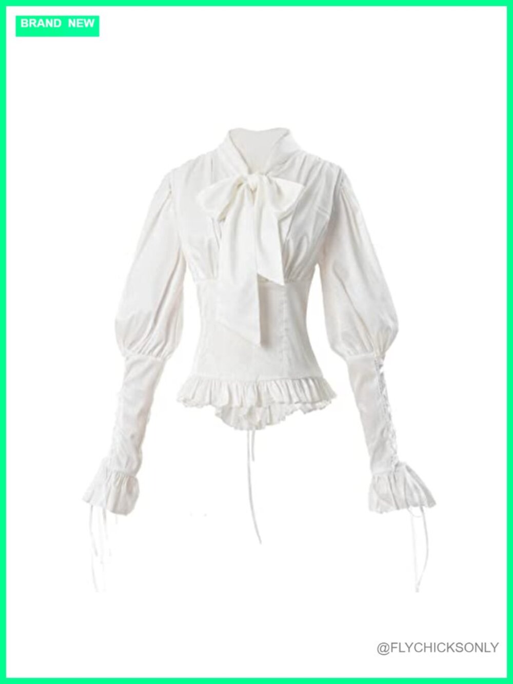 Victorian Blouse Gothic Lace-Up Ruffle Long Sleeve Renaissance Top